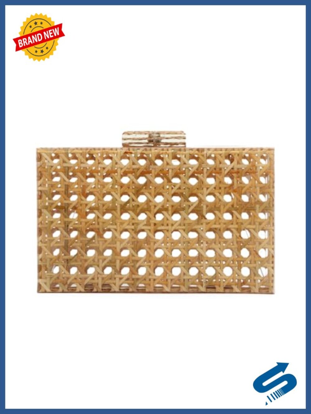Rattan Acrylic Woven Evening Clutch Removable Chain Wedding Party Bag